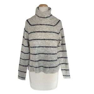 MADEWELL Women’s Long Sleeve Knit Turtleneck Sweater Size S Striped Gray
